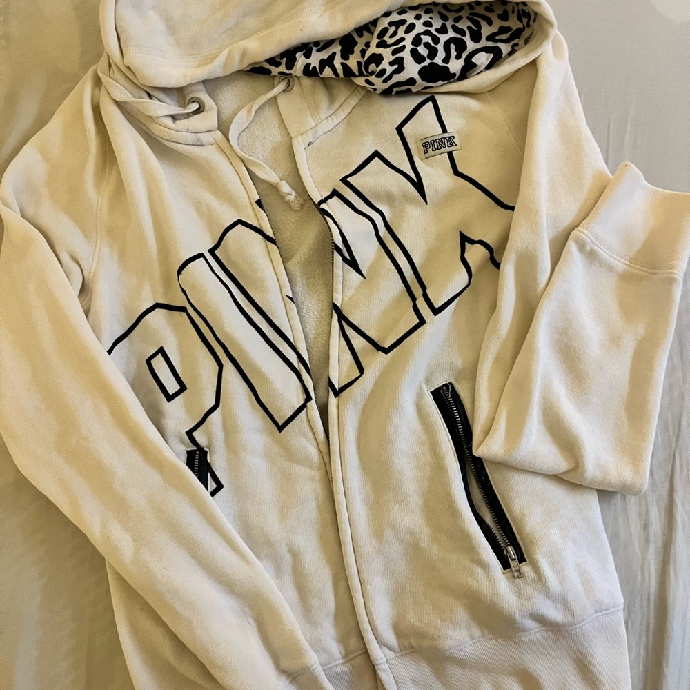 PINK Victoria's Secret White and Black Hoodie
